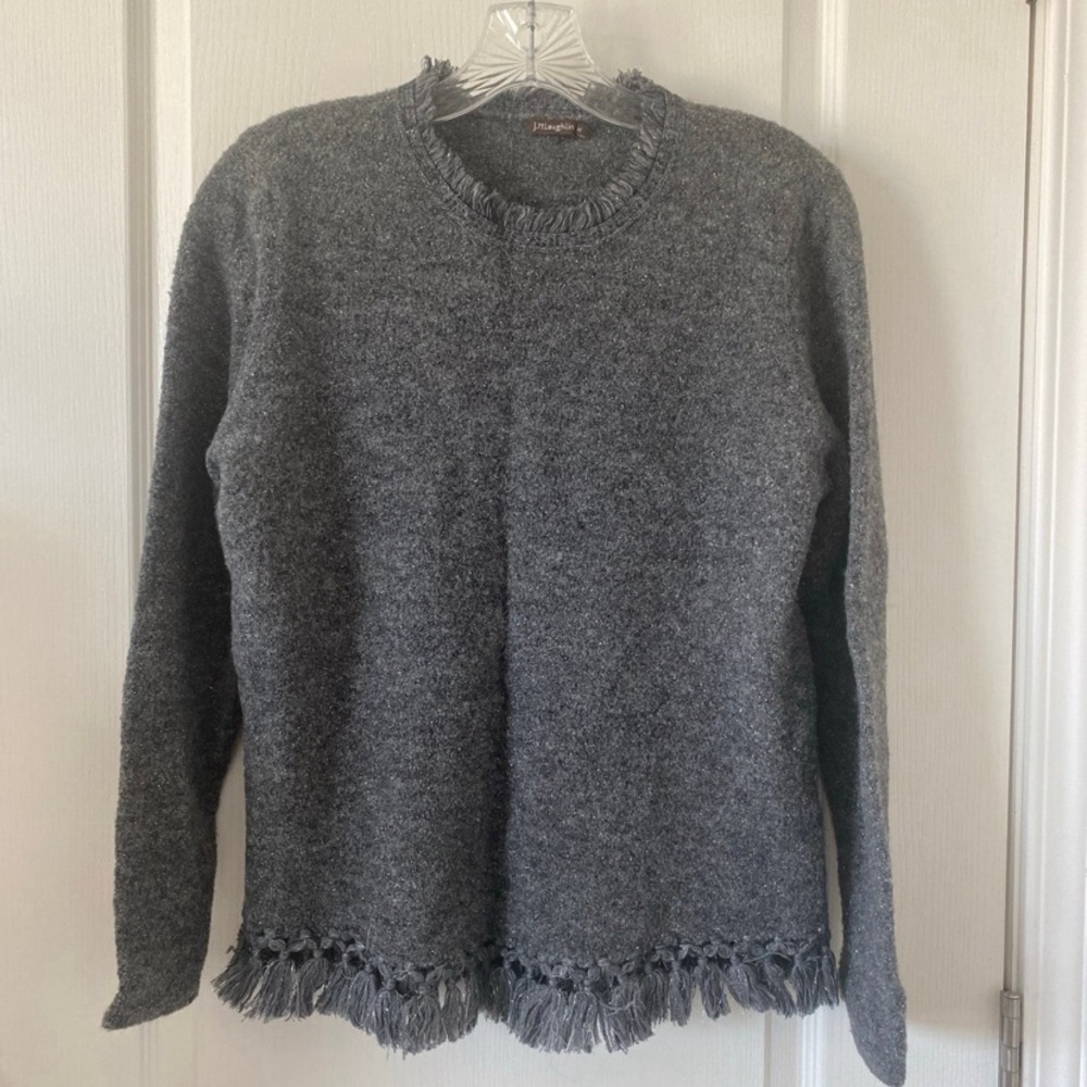 J. McLaughlin Sparkling Wool Alpaca Fringe Sweater